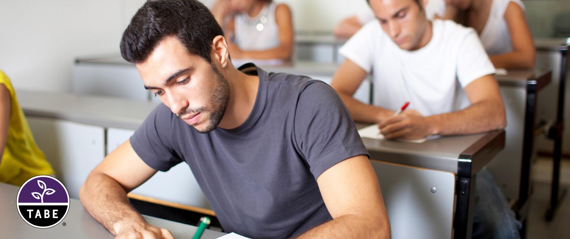 Student reading educational materials